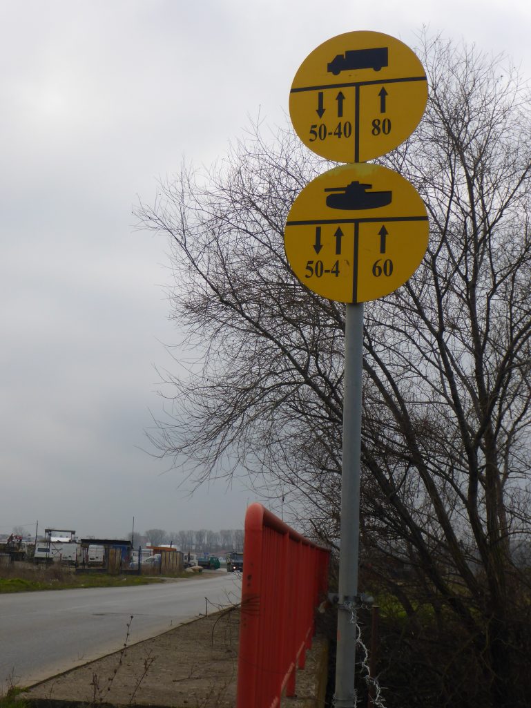 Tank weight limit sign, Kosovo