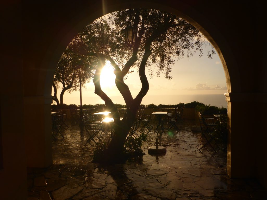 Sheltering for a soggy sunset