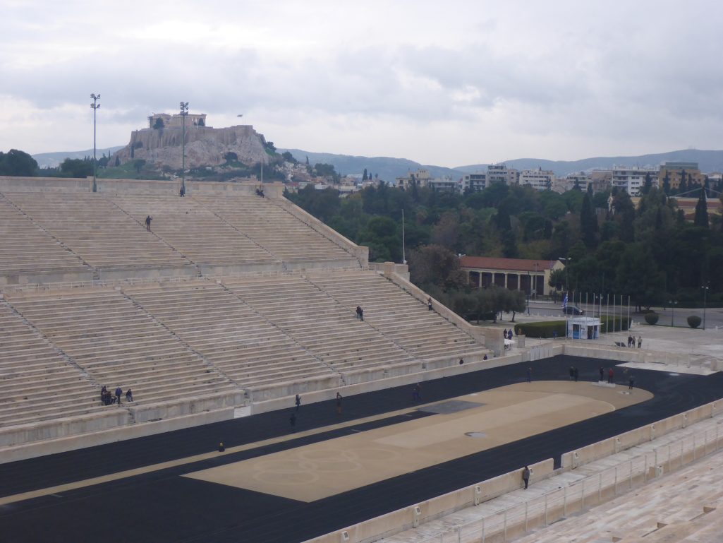 Pananthemic stadium with Acropolois in the background